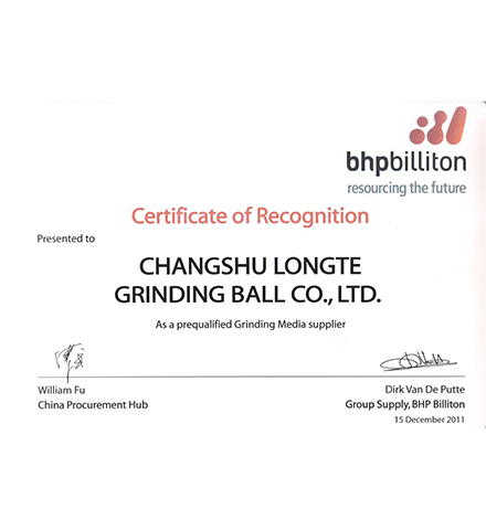 BHP supplier certification